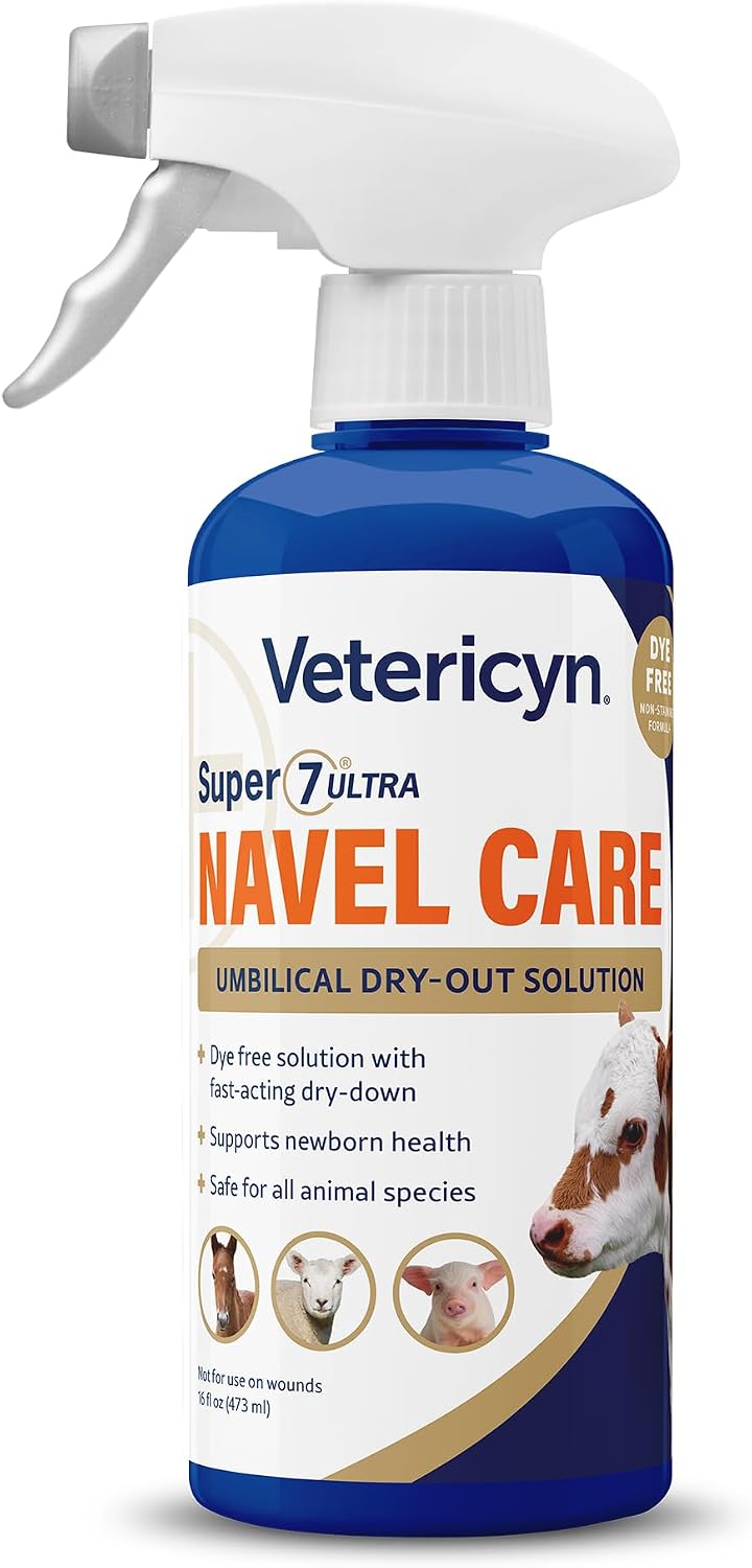 Vetericyn Super 7 Ultra Navel Care Spray 16 Ounce front view bottle for newborn livestock health
