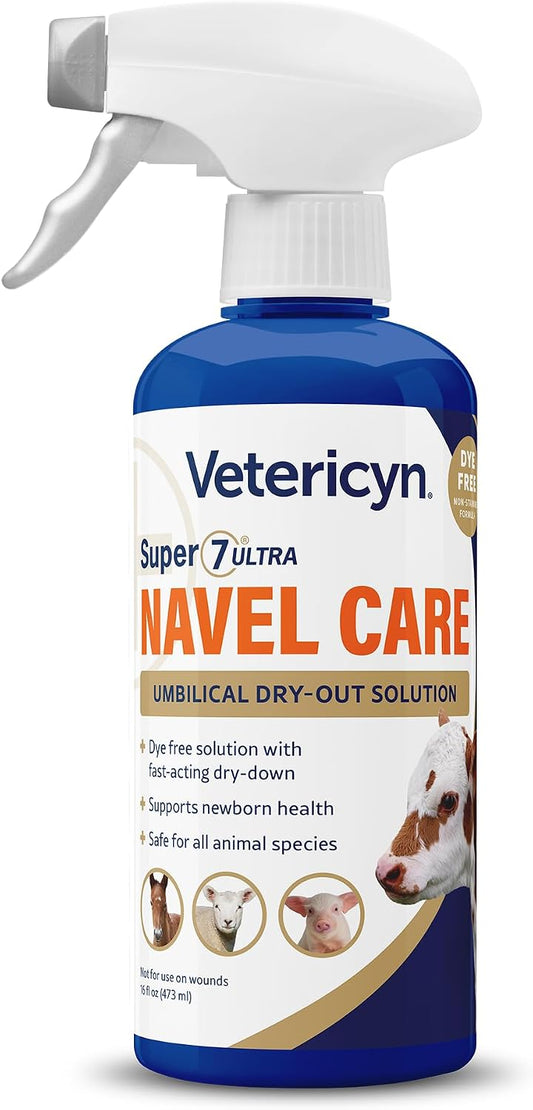 Vetericyn Super 7 Ultra Navel Care Spray 16 Ounce front view bottle for newborn livestock health
