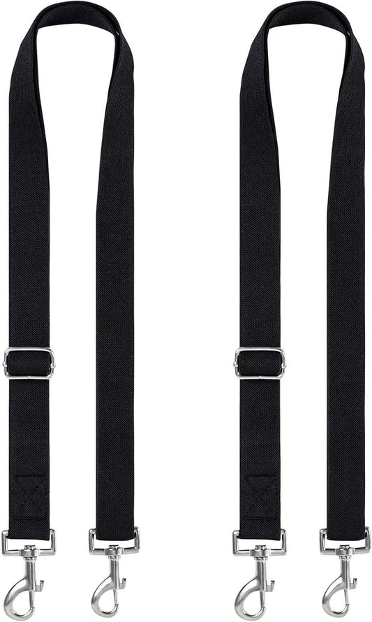 Aocuxze premium horse blanket leg straps front view showing two pieces of black elastic nylon bands