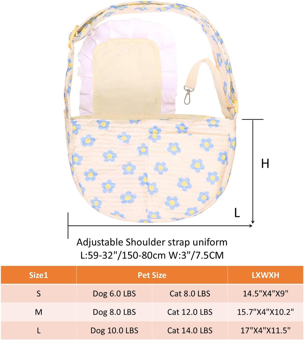 Small dog inside floral cat carrier purse