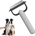 TWSURE double sided pet dematting comb front view displaying dual stainless steel teeth layout