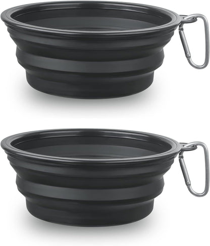 Dog Bowl Pet Collapsible Bowls, 2 Pack for Cats Dogs, Portable Pet Feeding Watering Dish for Walking Parking Traveling with 2 Carabiners (Small, Blue+Green) - Image 9