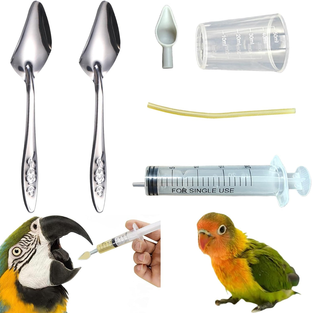 Baby Bird Feeding Syringe Set, Pet Parrot Milk Feeding Syringe with Tubes, Parrot Feeding Tubes Measuring Tools for Feeding Pets Scientific Industrial Labs... (10ml+10ml+20ml+60ml) - Image 14