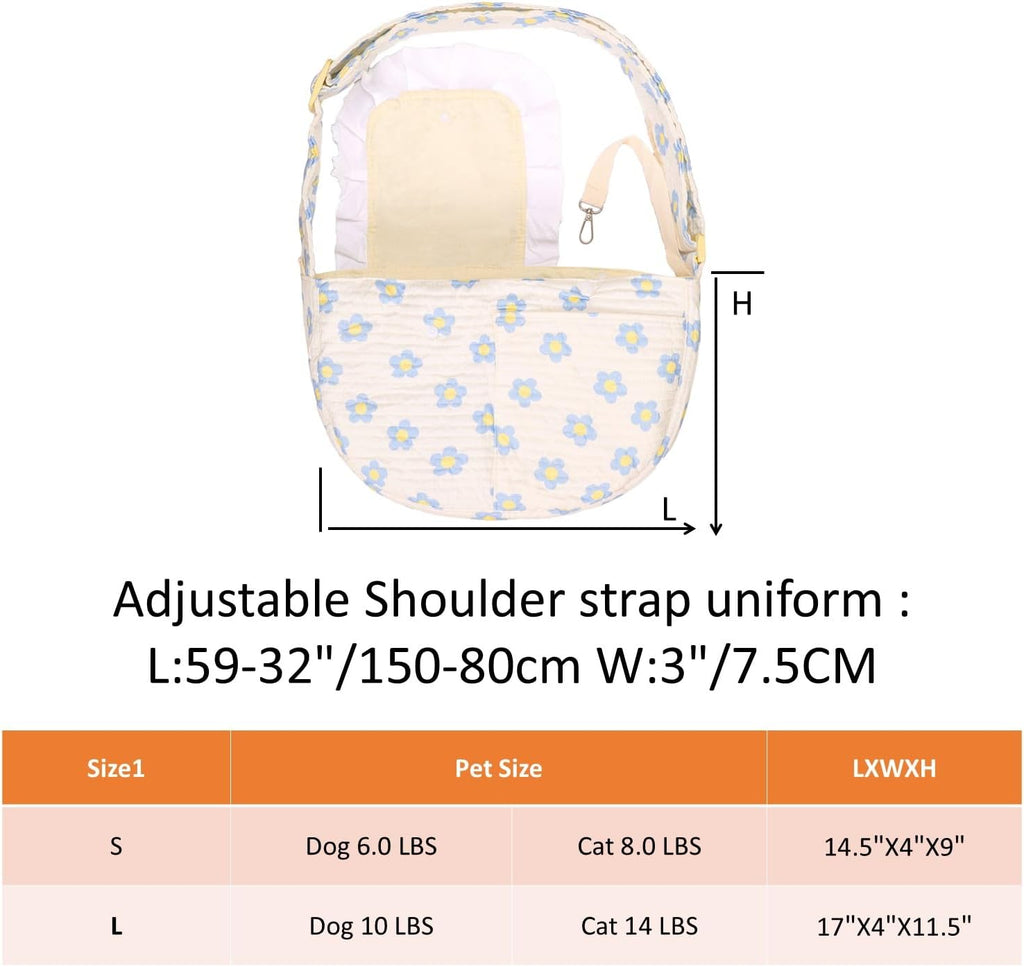 Hands-free cat sling carrier with adjustable shoulder strap