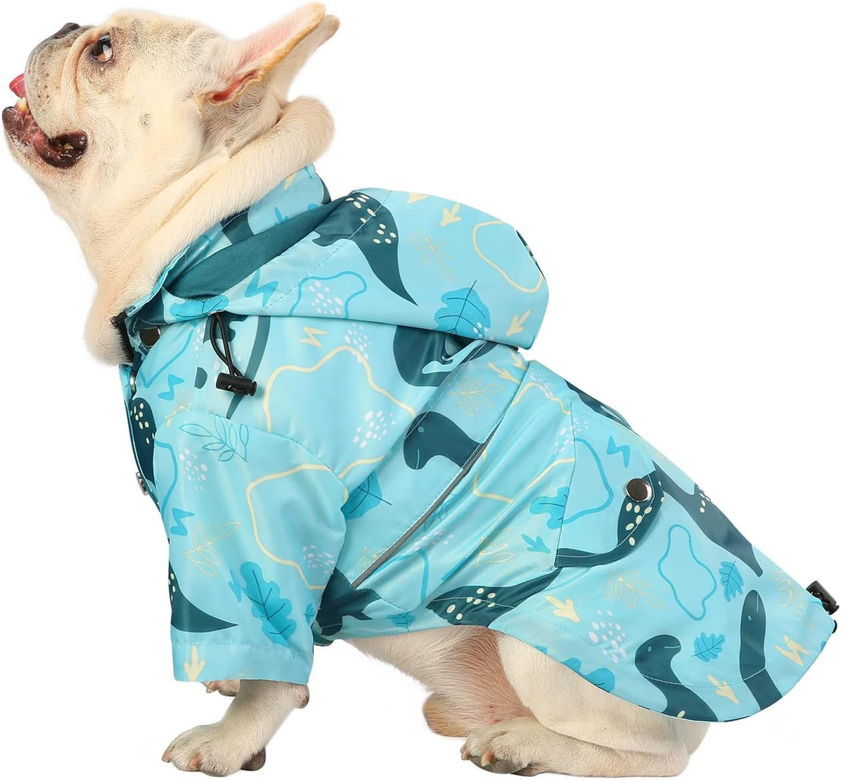 HDE brand yellow dog raincoat packaged and ready for monsoon walks with large dog breeds.