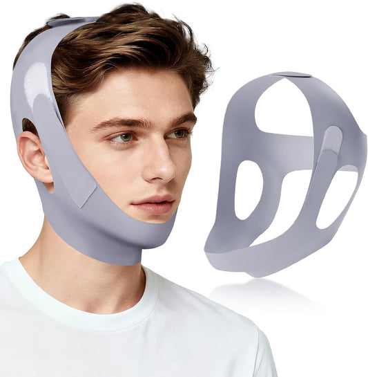 REROIO anti snoring chin strap front view for mouth breathing prevention