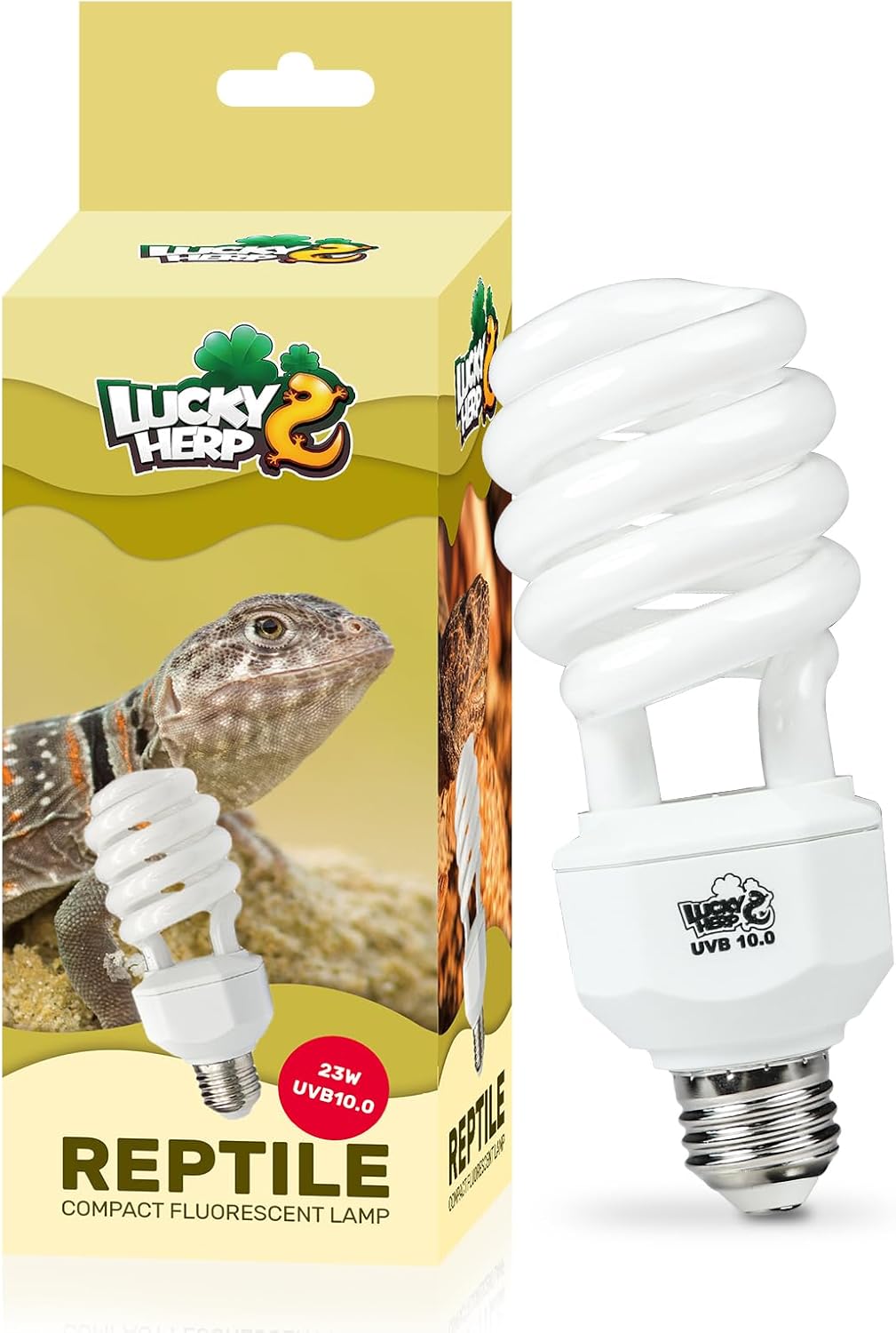 LUCKY HERP UVA UVB Reptile Light 10.0 front view of spiral compact fluorescent bulb