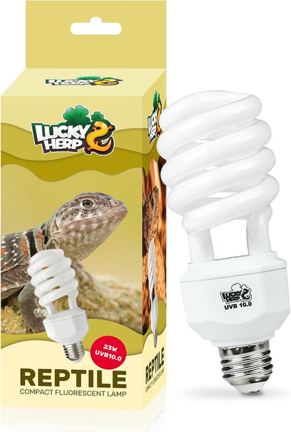 LUCKY HERP UVA UVB Reptile Light 10.0 front view of spiral compact fluorescent bulb