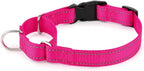 PLUTUS PET Reflective Martingale Collar front view in hot pink color for dog training