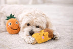 Close up of sewn seams on Jalousie plush pet toy