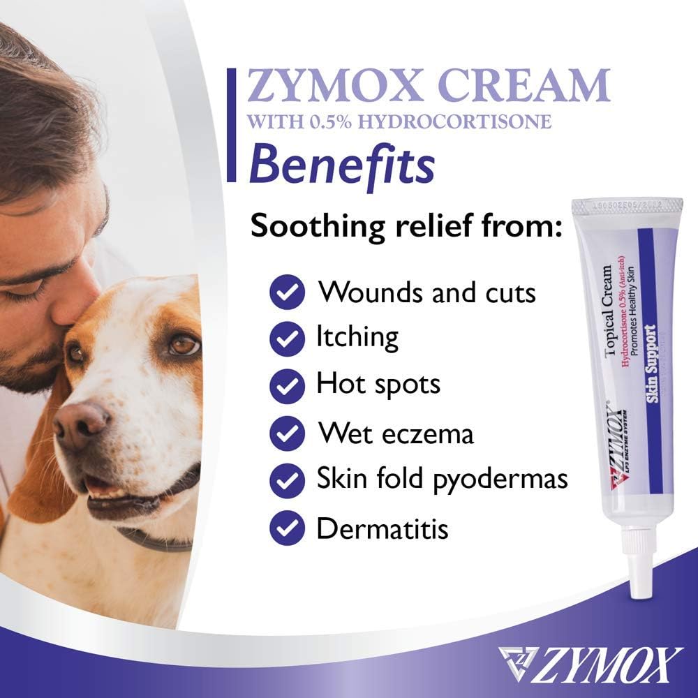 Close up of Zymox pet skin support tube highlighting active LP3 enzyme system