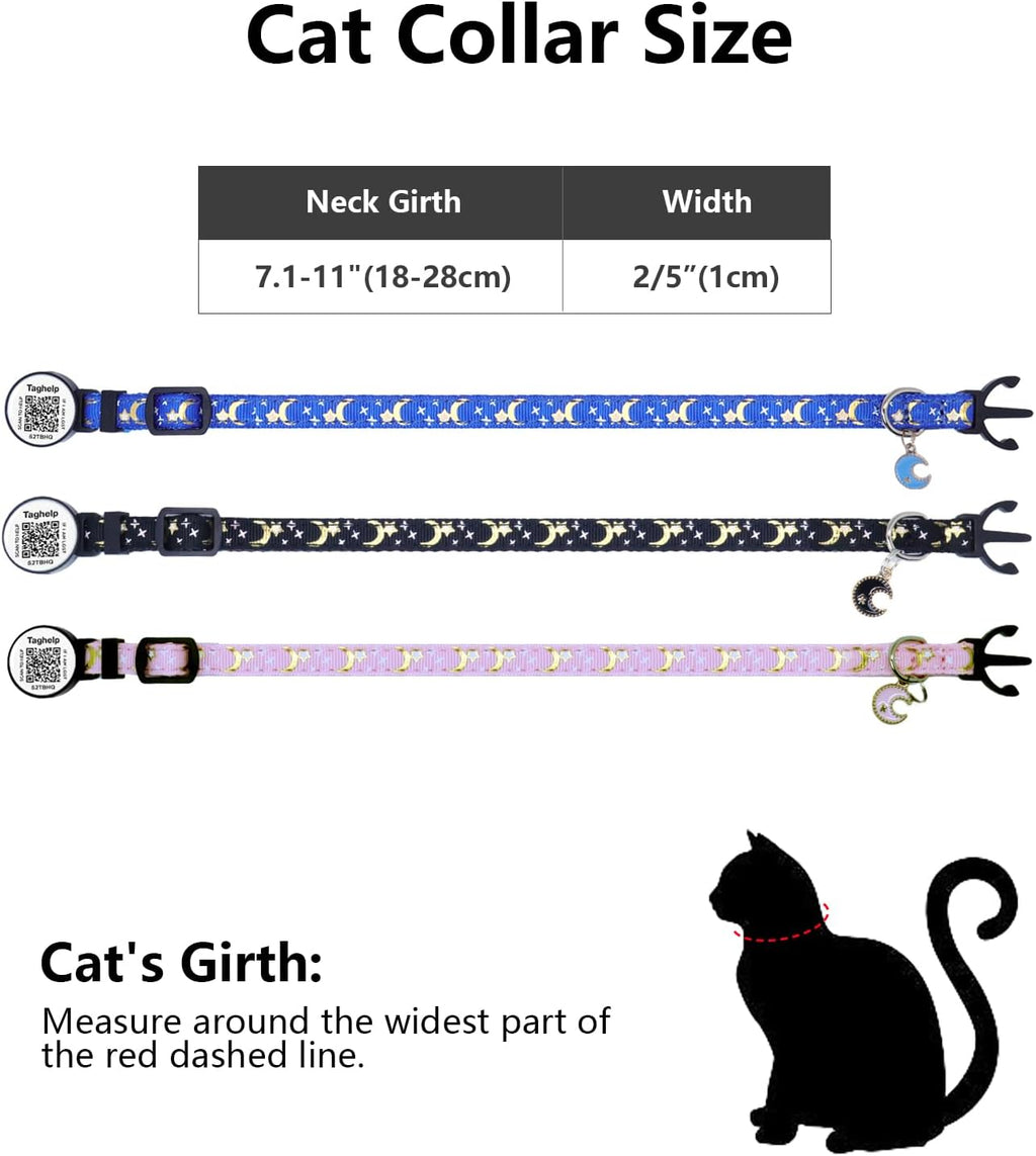 Taghelp smart pet ID collar laid flat showing the adjustable range from 7.5 to 12.5 inches.