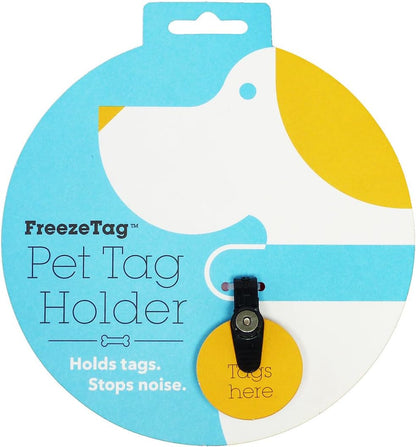 FreezeTag dog tag silencer and connector graphite front view on collar