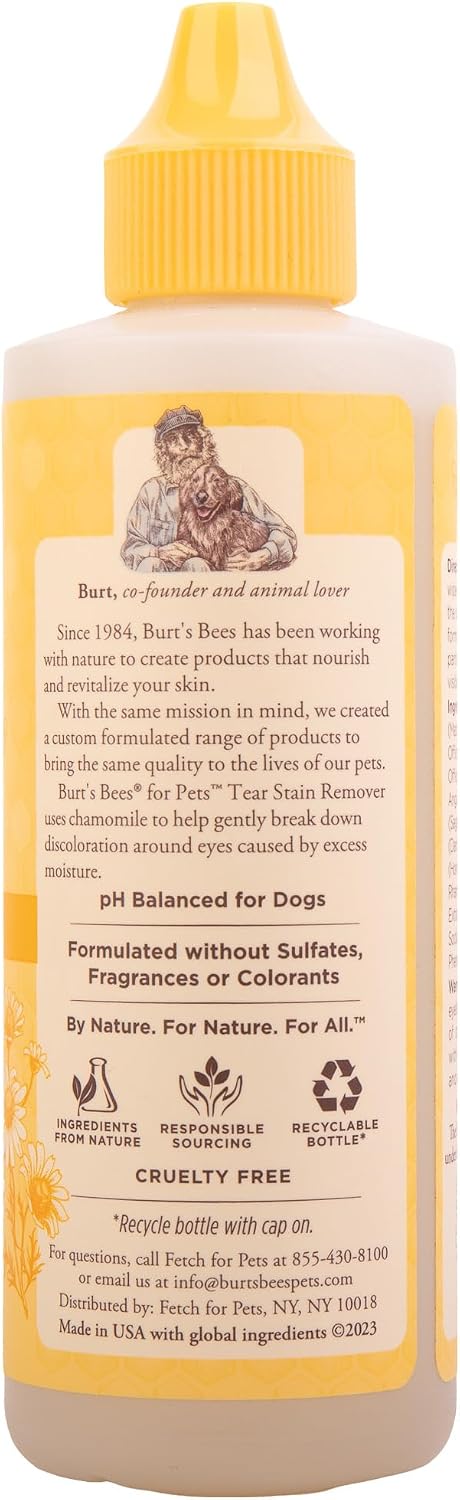 Cruelty free dog tear stain treatment with chamomile extract