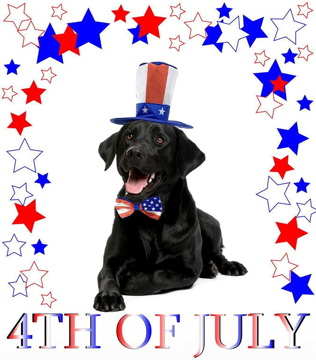 Vehomy patriotic dog top hat showing the adjustable elastic cord buckle