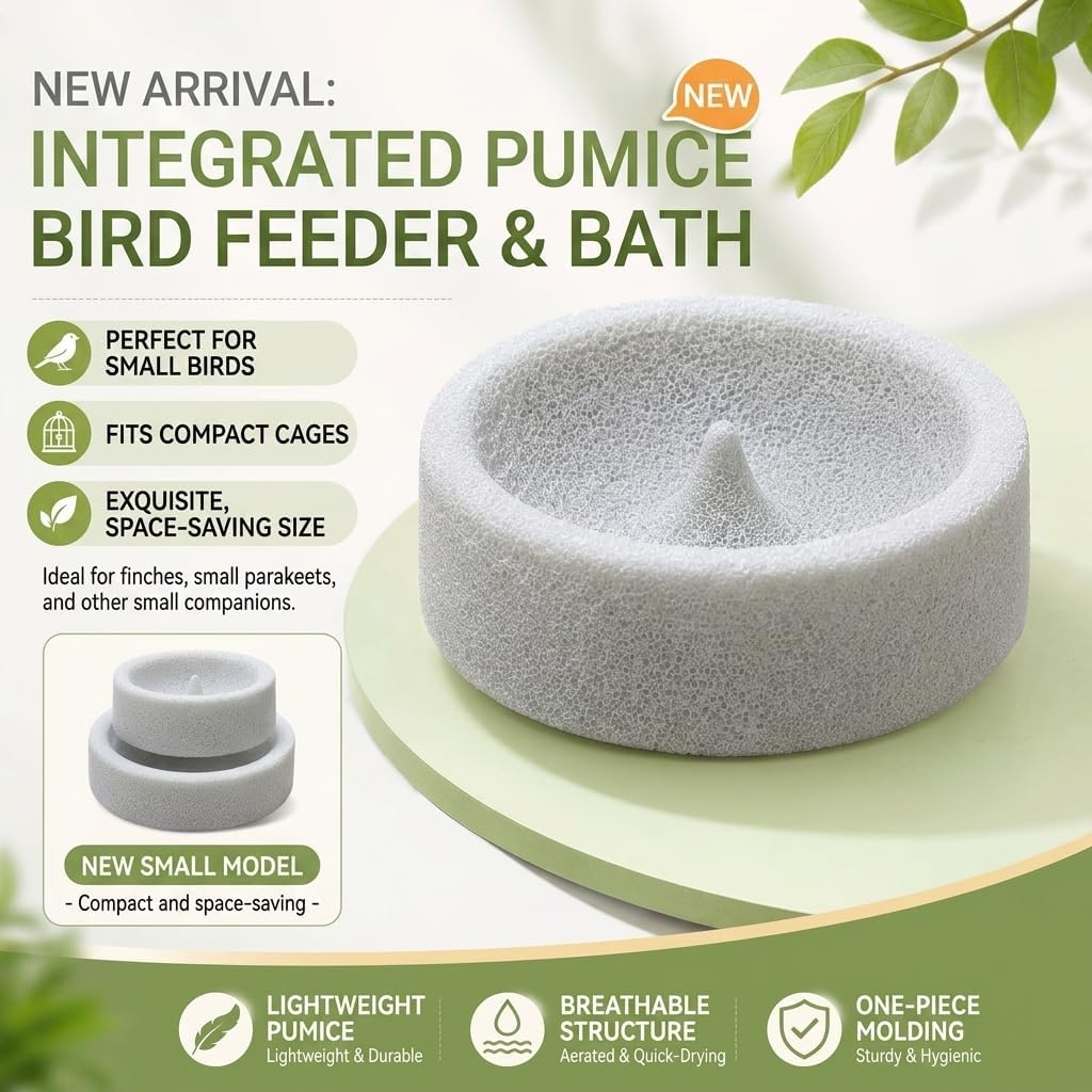 Bird Feeding Bowl with Natural Volcanic Stone, Sturdy Beak Grinding Tray for Cockatiel, Macaw, Budgie, Lovebird and Small Pets - Image 5