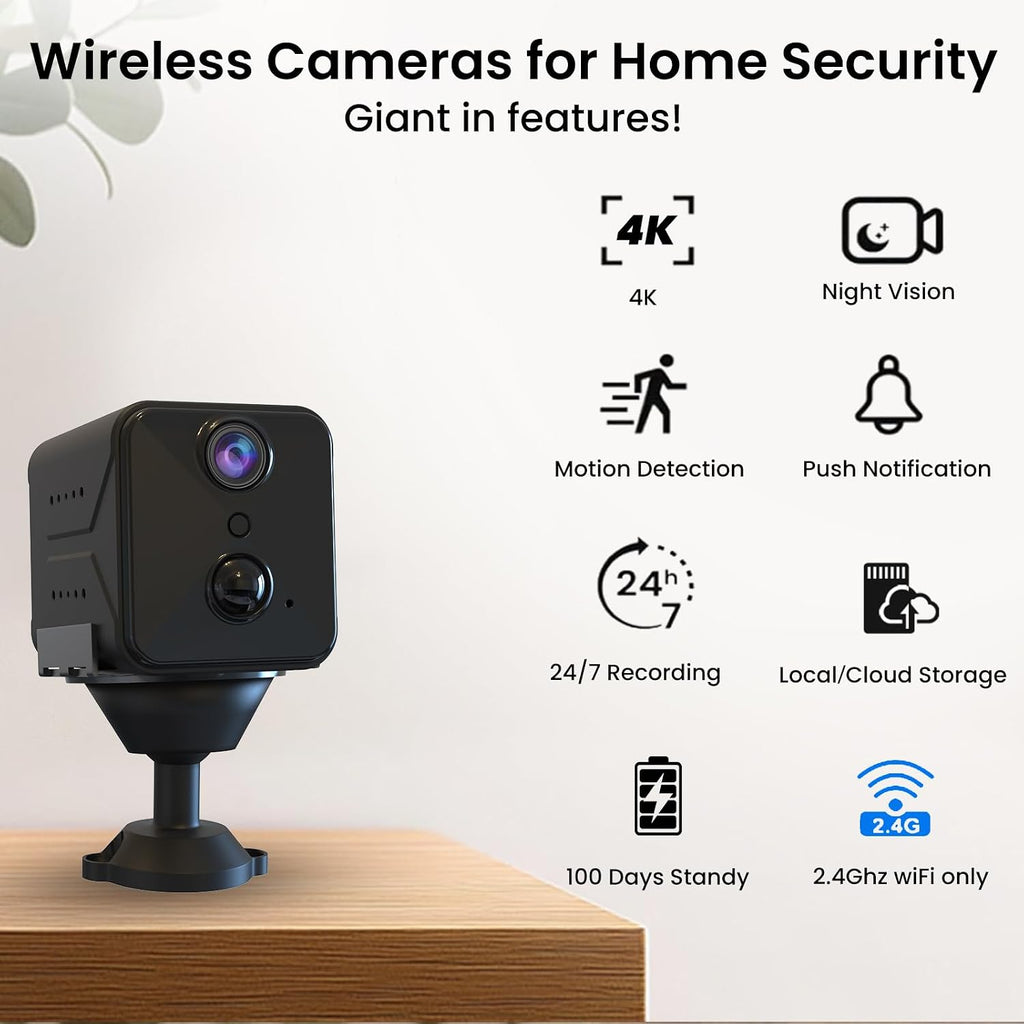 Compact indoor nanny cam with invisible infrared night vision capabilities for low light surveillance