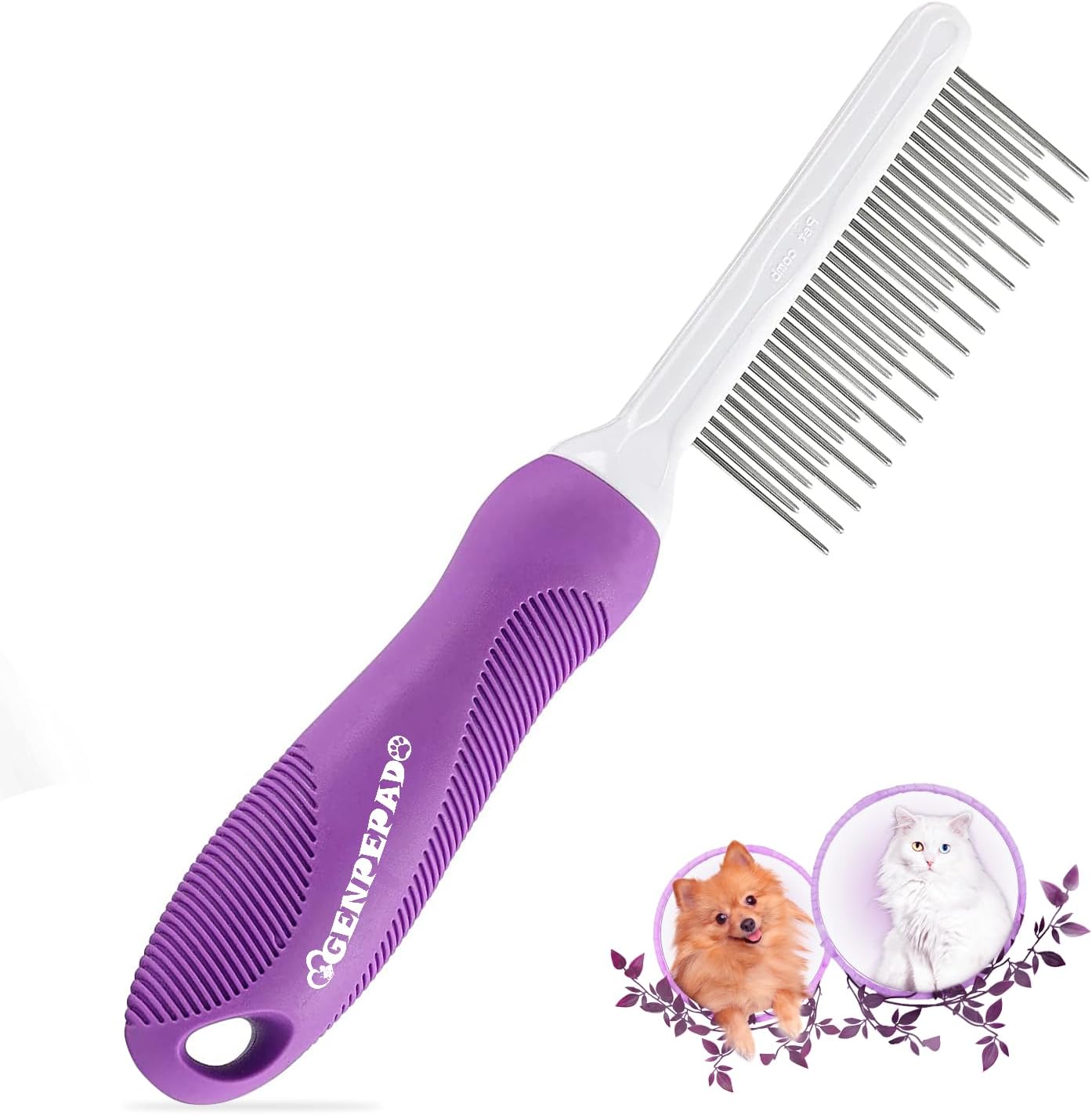 Side profile of Genpepado grooming comb anti-slip grip