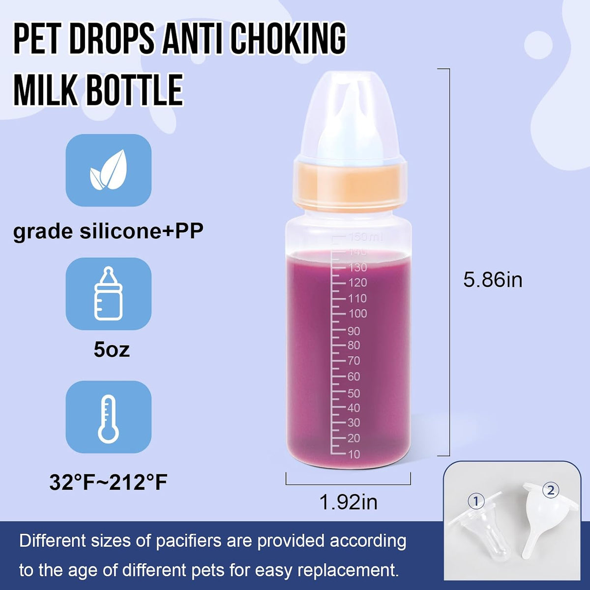 Anti choking valve system details on ASEVAT pet nursing bottle