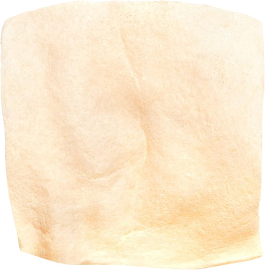 Pet Factory natural flavor rawhide dog chews showcasing the thick high-quality American beefhide texture.
