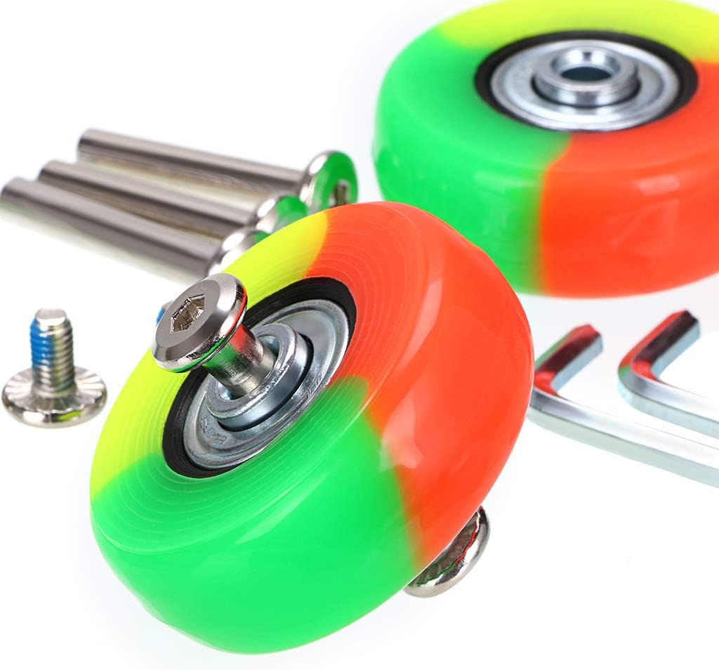 Vibrant colorful rubber swivel casters by OwnMy highlighting the premium molded material.