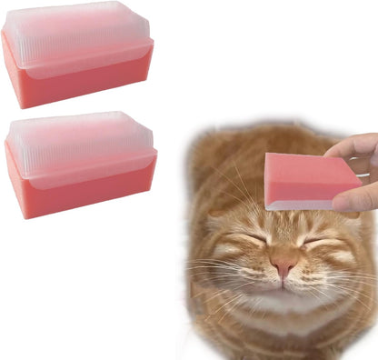 SoarExcelyy scratch free cat brush being washed under tap water for easy cleaning.
