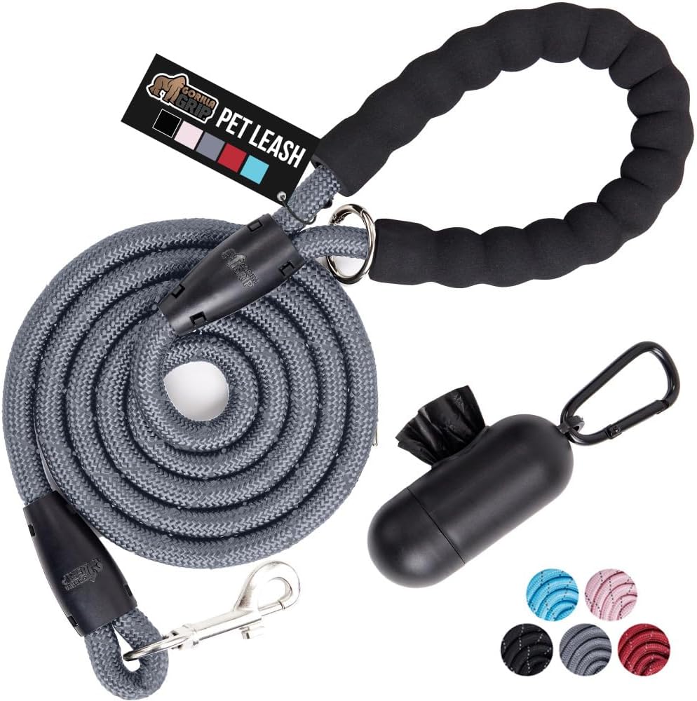 GORILLA GRIP Dog Leash, Heavy Duty Reflective Rope Leashes for 33lb Dogs, Cats, Small Animals, Puppy Training Essential for Walks, Hikes, Soft Handle, Rotating Metal Clip, Waste Bag Dispenser, Pink - Image 12