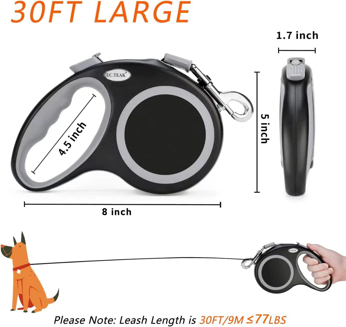 EC.TEAK retractable leash tangle free nylon tape detail