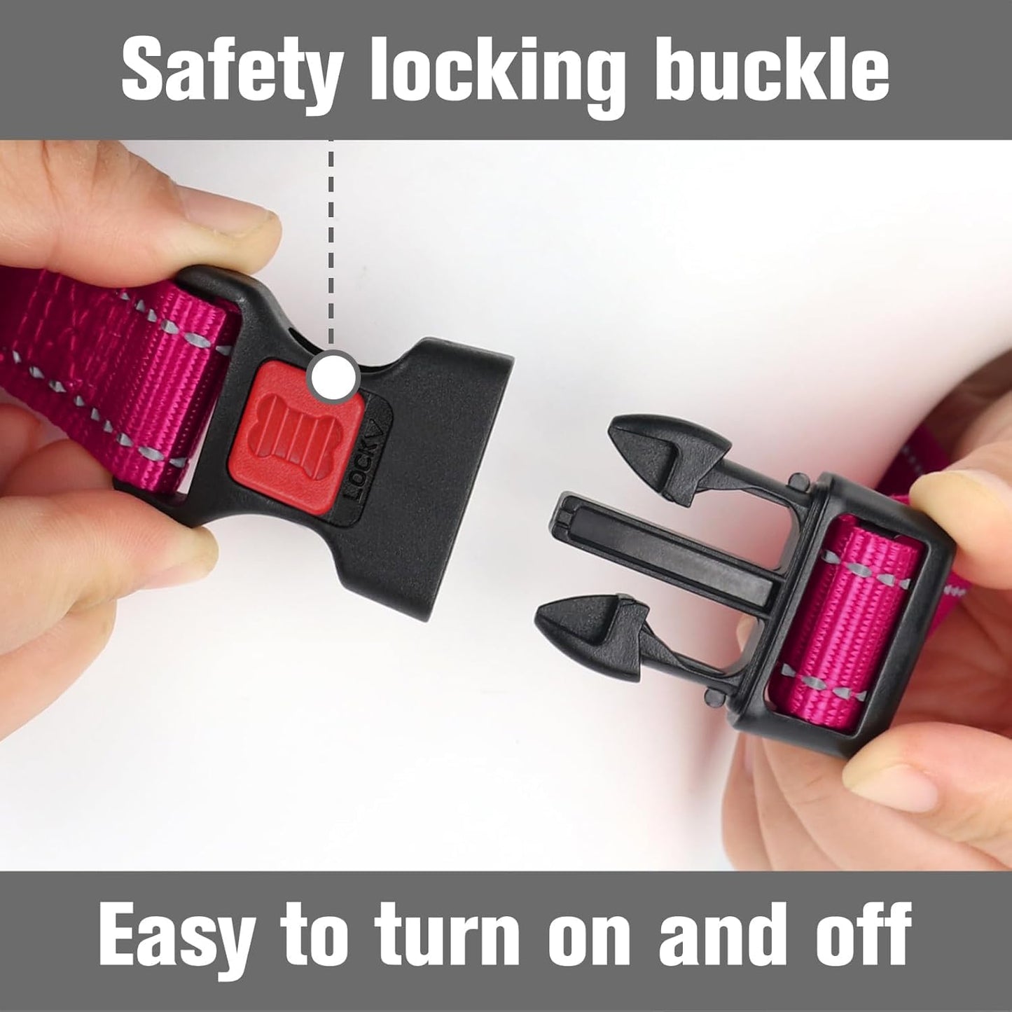 Joytale heavy duty nylon cinch loop design close up for humane pull control