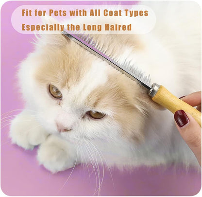 Premium dual teeth dog comb for removing mats and knots