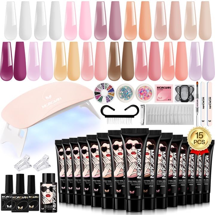 Morovan Poly Gel Nail Kit 15 Colors front view