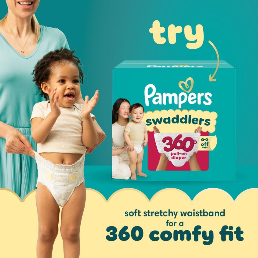Pampers Swaddlers Diapers, Size 4 (15-34 lbs), 120 Count, Absorbent, Keeps Baby Dry and Comfortable, Skin Safe Disposable Baby Diaper (Packaging May Vary) - Image 11