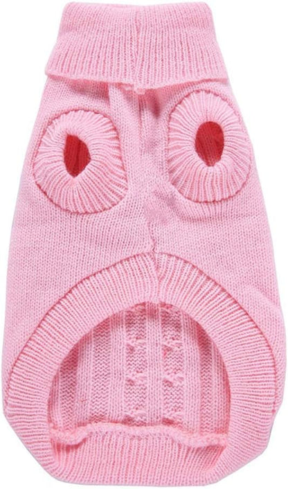 Rear view of the Bwealthest winter pet sweater showing the leg strap placement.