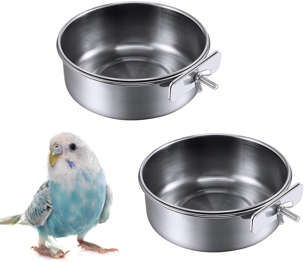 kathson 8 Pack Bird Feeding Dish Cups, Stainless Steel Parrot Feeders Water Cage Bowls with Clamp Holder Bird Feeders for Parakeet Cockatiels Conure Budgies Lovebird Finch and Small Animals - Image 9