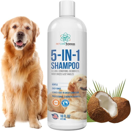 Pet Care Sciences 5-in-1 dog shampoo front view bottle