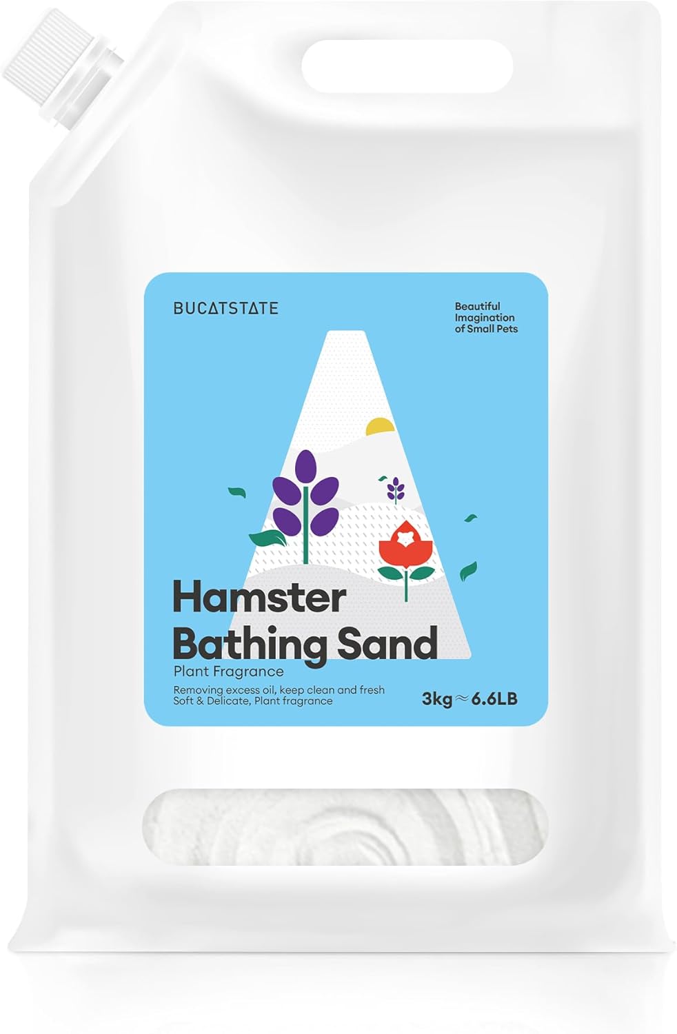BUCATSTATE Hamster Bath Sand with Pour Spout, 6.6LB Desert Bath Sand | No-Dust Potty Litter Calcium-Free Sand for Hamster Chinchillas Gerbil Mice Degu or Other Small Pets (Fine Sand) - Image 9