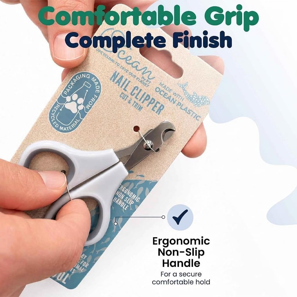 Ocean Plastic Clippers for Cats and Small Dogs, Professional Stainless Steel Dog Nail Trimmer, Handles Made from Recycled Ocean-Bound Plastic, All Breeds Color Blue (Blue) - Image 8