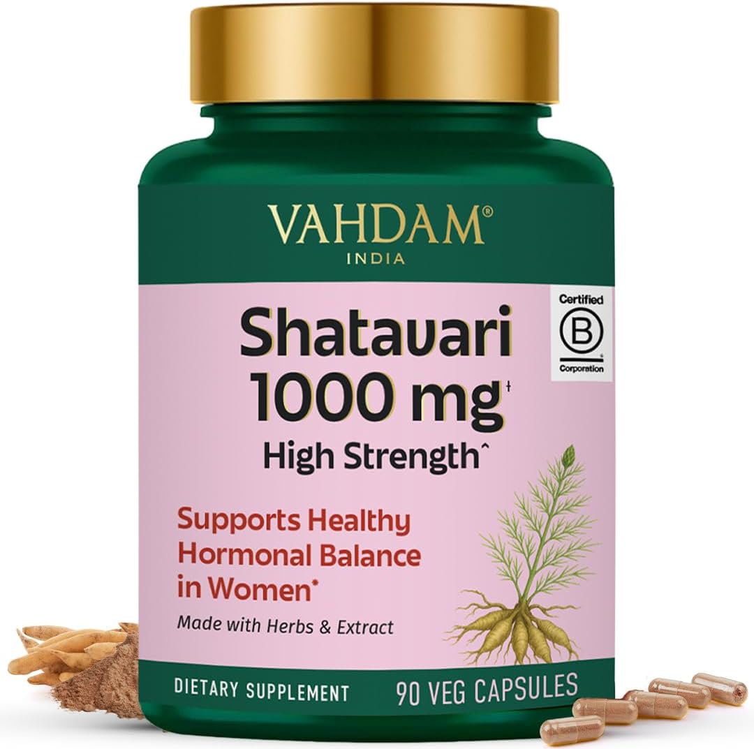 VAHDAM Shatavari 1000mg women hormone support capsules front view bottle