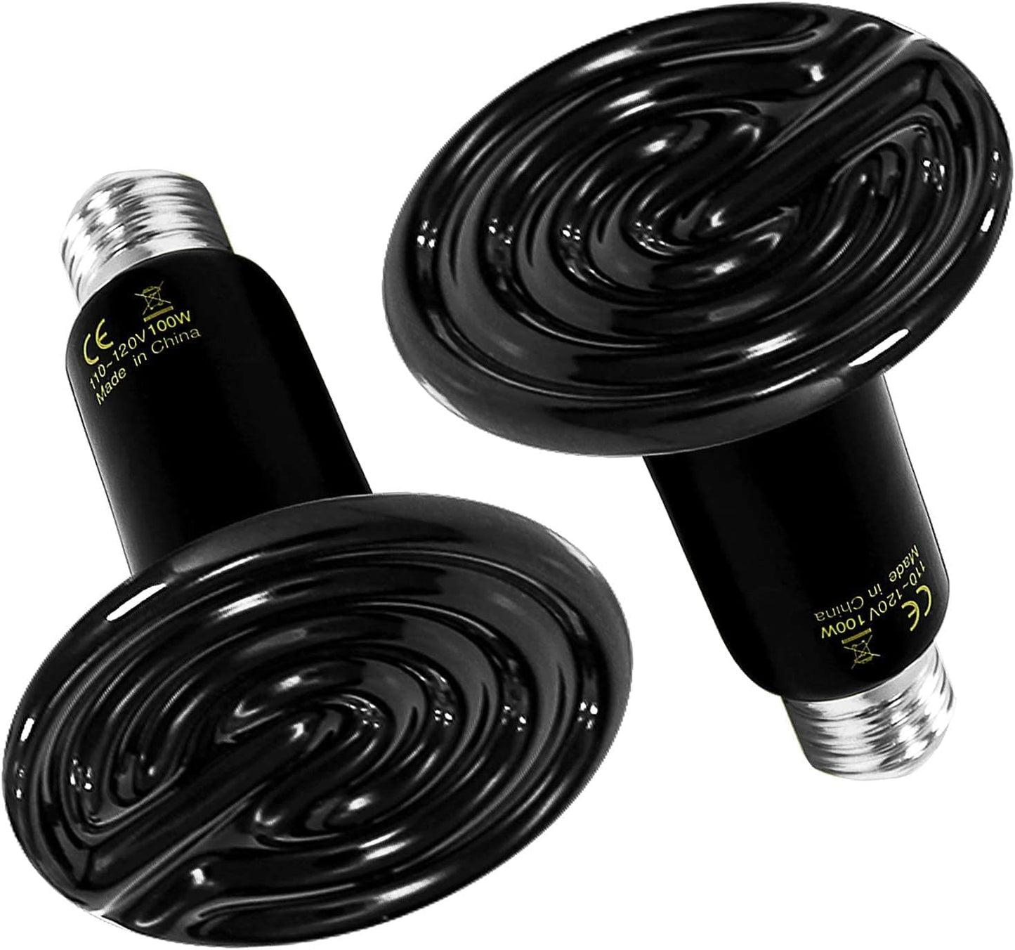 HealSmart reptile heat lamp 100 Watts front view of the ceramic emitter bulb for terrarium setups.