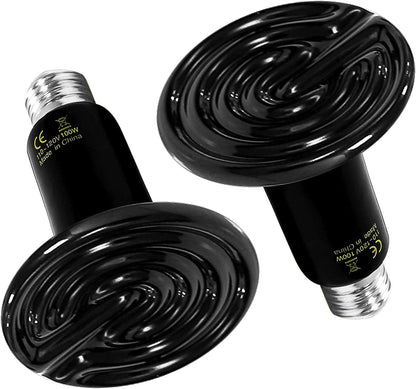 HealSmart reptile heat lamp 100 Watts front view of the ceramic emitter bulb for terrarium setups.