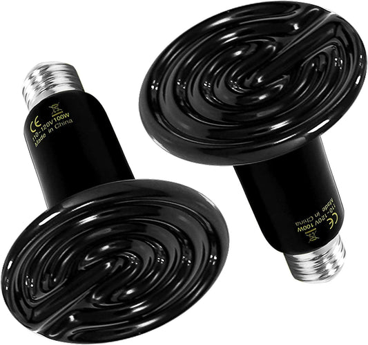 HealSmart reptile heat lamp 100 Watts front view of the ceramic emitter bulb for terrarium setups.