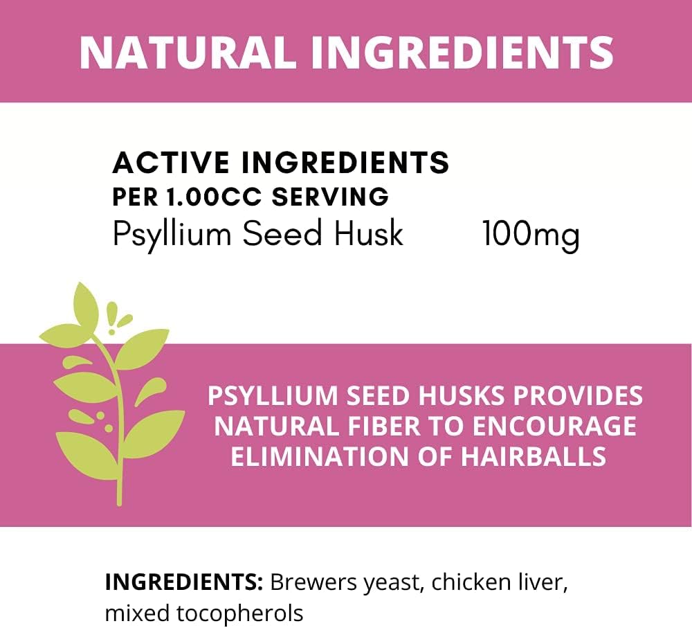 Natural fiber psyllium seed husk cat supplement for hairball control