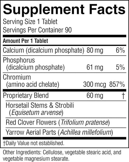 Authentic USA imported Nature's Sunshine Chromium GTF 300 Mcg supplement bottle side view