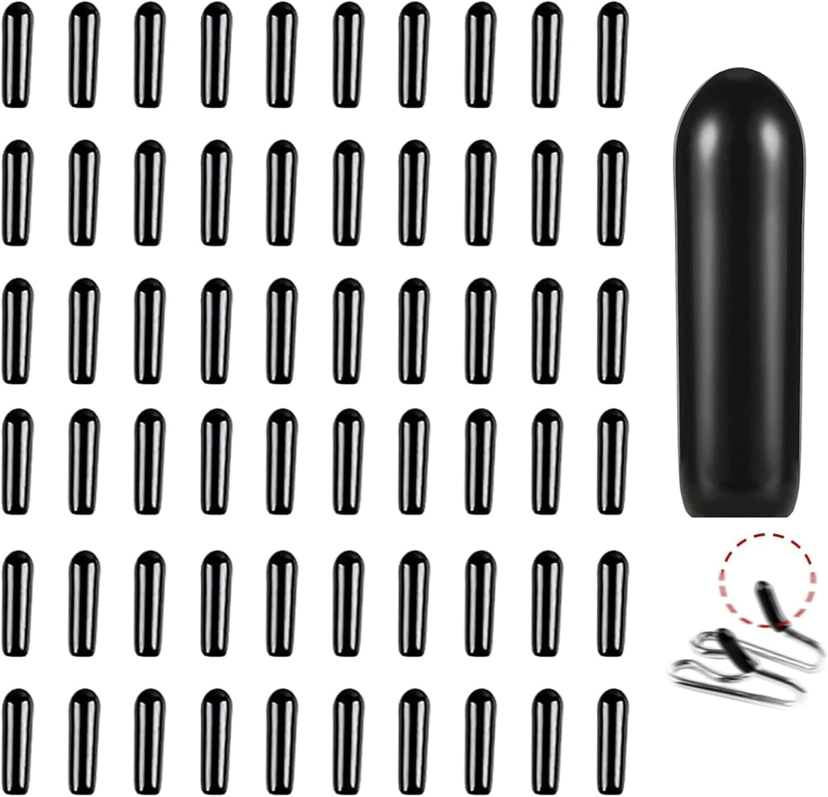 Woskar prong collar covers front view pack of sixty black vinyl comfort tips for dog training