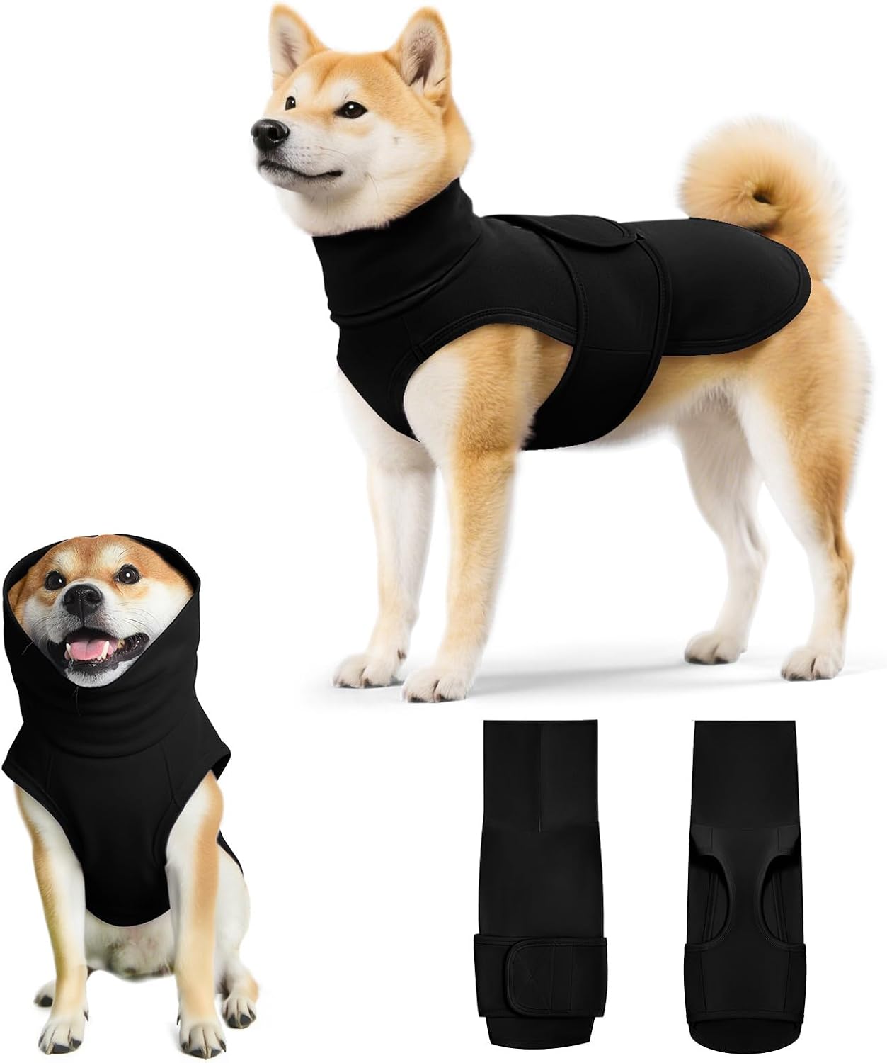 Dog Anxiety Calming Vest Adjustable Turtleneck Thunder Shirt Jacket for Fireworks, Separation, Vet Visits, Pet Hoodie for Large Medium Dogs - Image 13