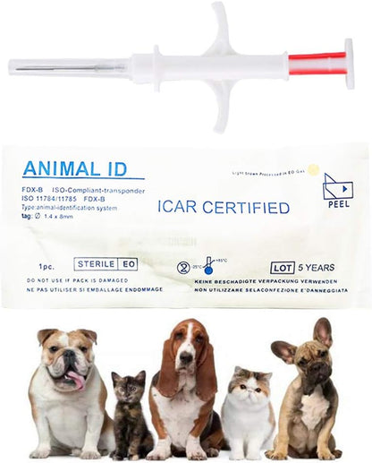 Smoostart universal pet microchip pack front view showing sterile packaging