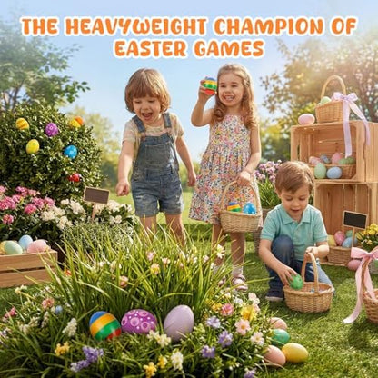POPLAY musical percussion eggs held by a child to demonstrate toddler sized handle grip