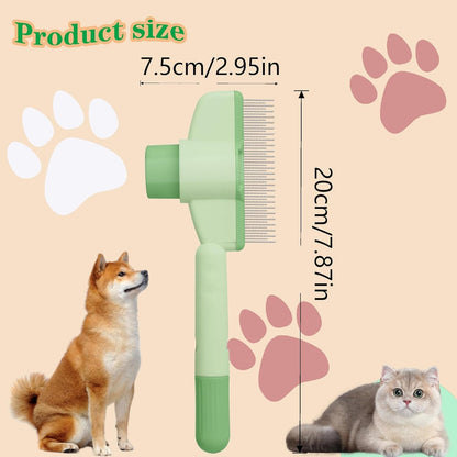 KYHSC deshedding slicker brush removing loose undercoat fur from a long haired cat