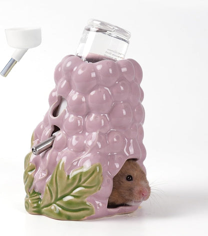 Hamster Water Bottle, Strawberry Ceramic Hamster Gerbil Water Bottle for Glass Tank, Dispenser, 80ML Bottle for Water Holder Stand with 2 No Drip Caps for Syrian Mice, GerbilPink - Image 9