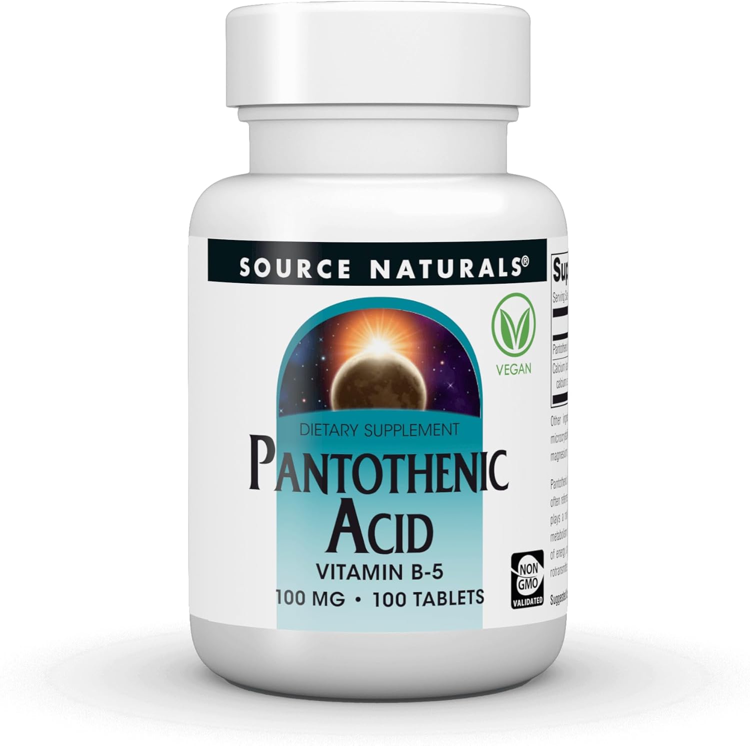 Source Naturals Pantothenic Acid 100mg front bottle view